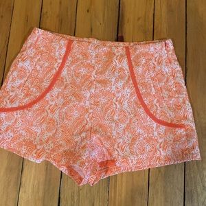 Orange paisley print shorts